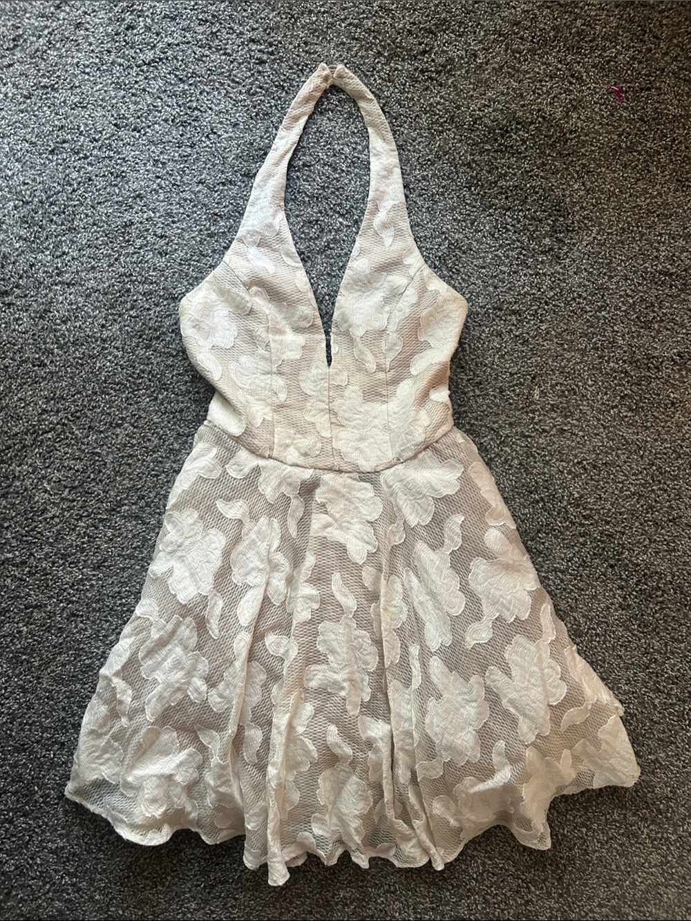 Bebe White Floral Halter Skater Dress